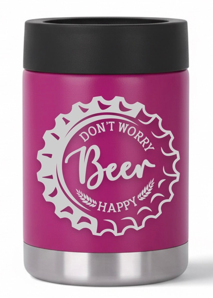 12oz Don't Worry Beer Happy Can Cooler