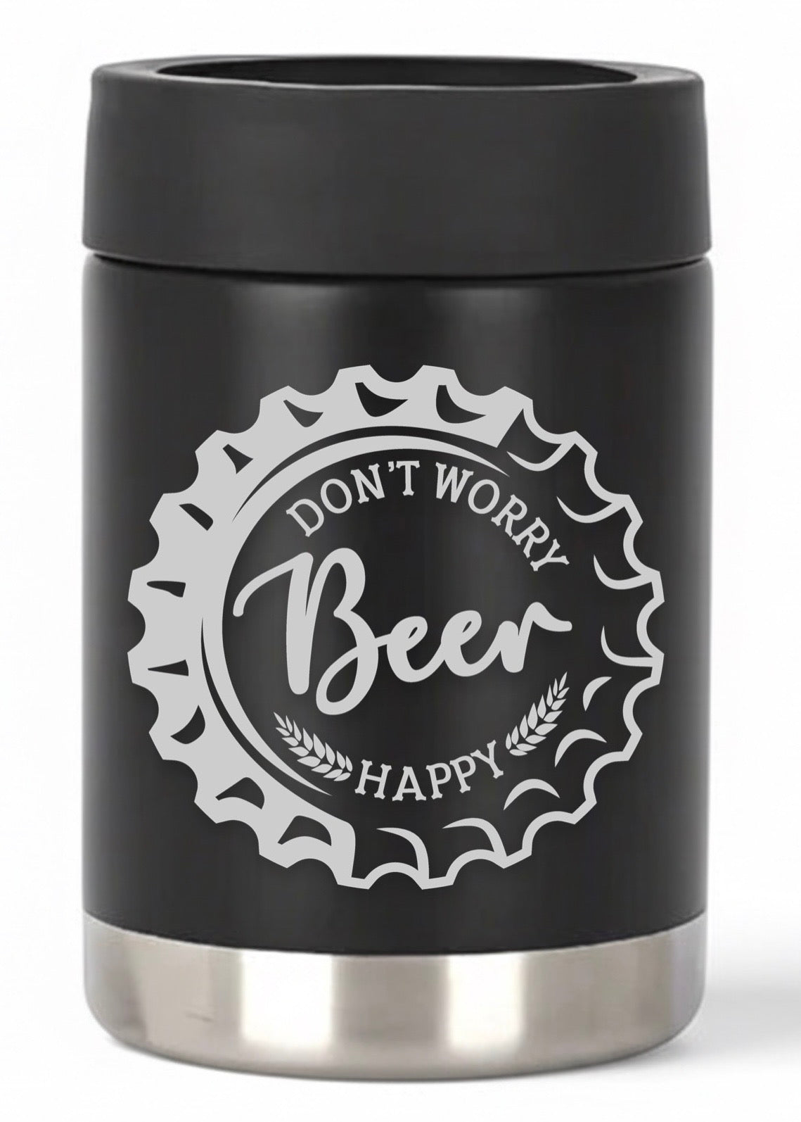 12oz Don't Worry Beer Happy Can Cooler