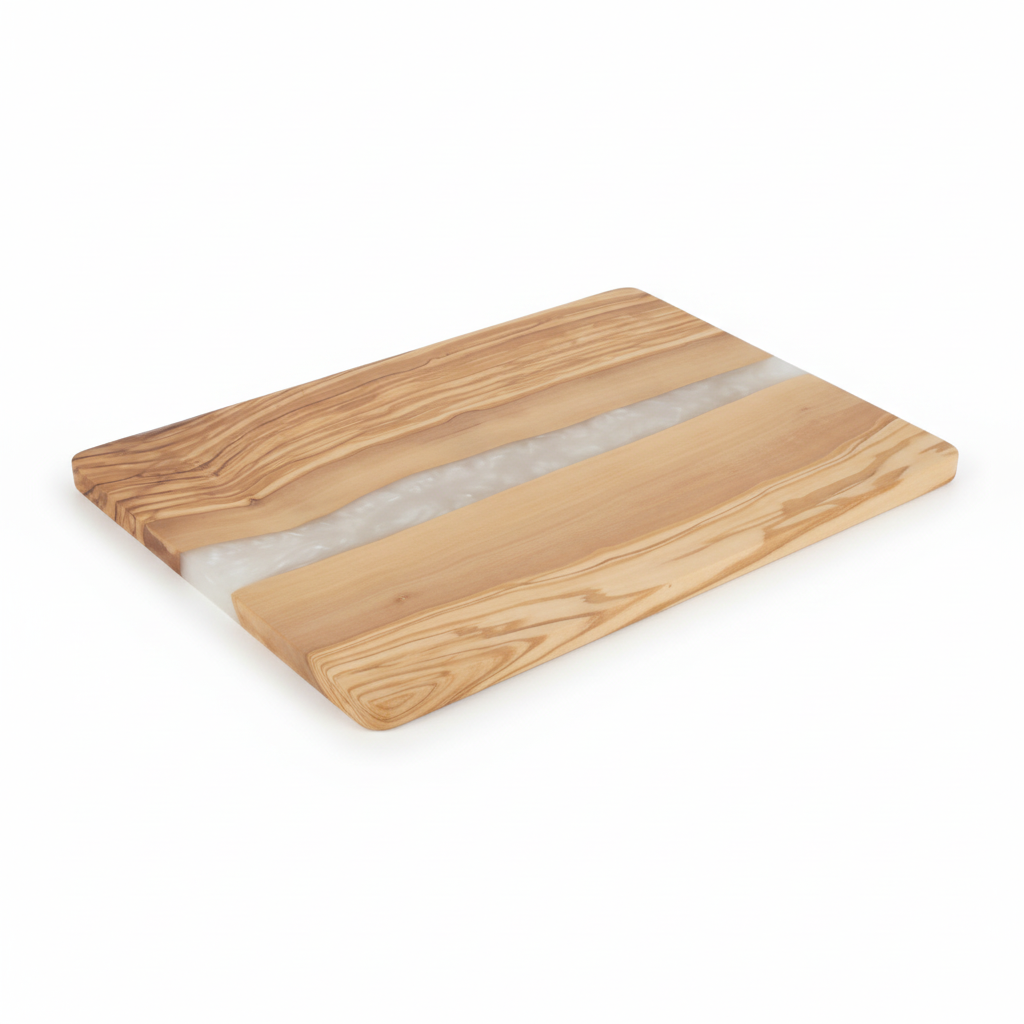 Custom Olive Wood and White Resin Cutting Board